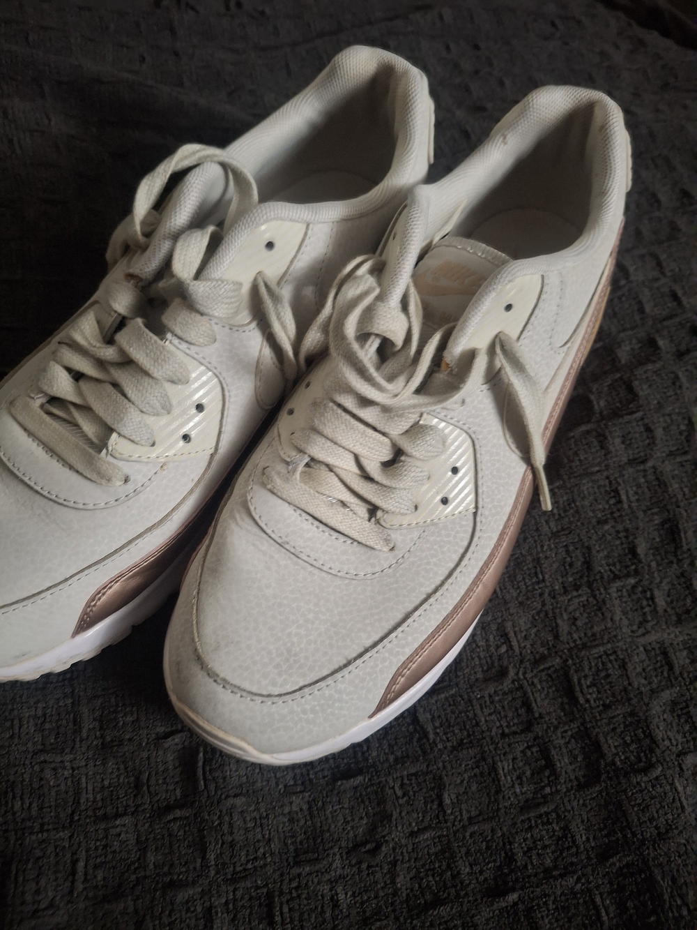 Nike Women’s Cream Lace-Up Sneakers with Rose Gold Trim